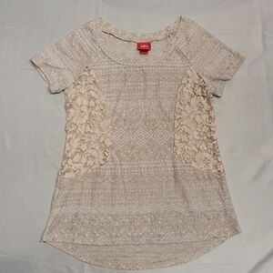 Daytrip Lace Panel Metallic Knit Top | Size Small